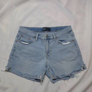 GAP womens  SHORTS denim JEAN blue FRAYED cuffed 5” inch BOHO summer SIZE 28